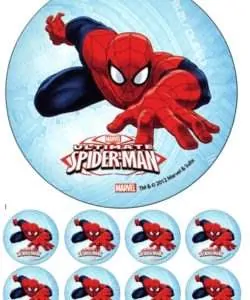 Eetbare Taartprint Spiderman 2 - 18 cm rond + 8 cupcake rondjes