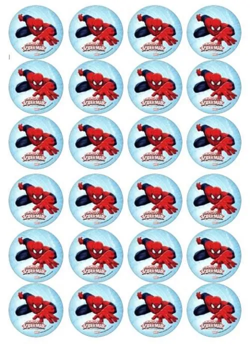 Eetbare cupcakeprint spiderman 2 - 24 cupcake rondjes