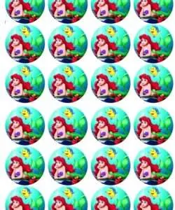 Eetbare Cupcakeprint The Little Mermaid 1 - 24 cupcake rondjes