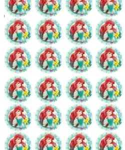 Eetbare Cupcakeprint The Little Mermaid 2 - 24 cupcake rondjes