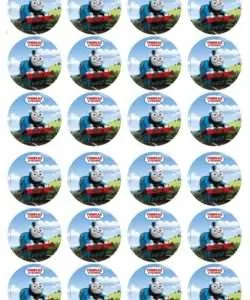 Eetbare Cupcakeprint Thomas de Trein - 24 cupcake rondjes