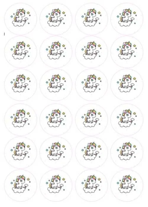 Eetbare cupcakeprint unicorn 1 - 24 cupcake rondjes