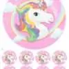 Eetbare taartprint unicorn 2 - 18 cm rond + 8 cupcake rondjes bij cake, bake & love 1
