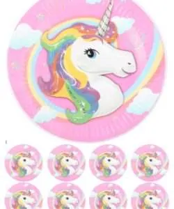 Eetbare Taartprint Unicorn 2 - 18 cm rond + 8 cupcake rondjes