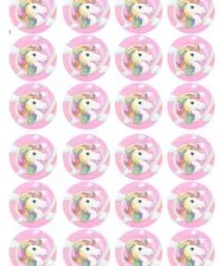 Eetbare Cupcakeprint Unicorn 2 - 24 cupcake rondjes