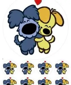 Eetbare Taartprint Woezel en Pip 2 - 18 cm rond + 8 cupcake rondjes