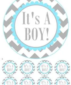 Eetbare Taartprint It's a Boy - 18 cm rond + 8 cupcake rondjes