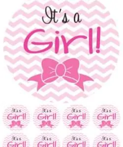Eetbare Taartprint It's a Girl - 18 cm rond + 8 cupcake rondjes