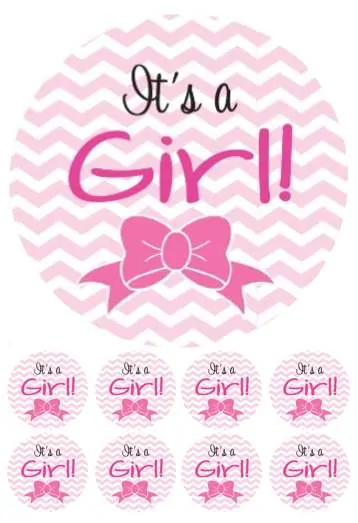 Eetbare taartprint it's a girl - 18 cm rond + 8 cupcake rondjes bij cake, bake & love 5 Eetbare taartprint it's a girl - 18 cm rond + 8 cupcake rondjes