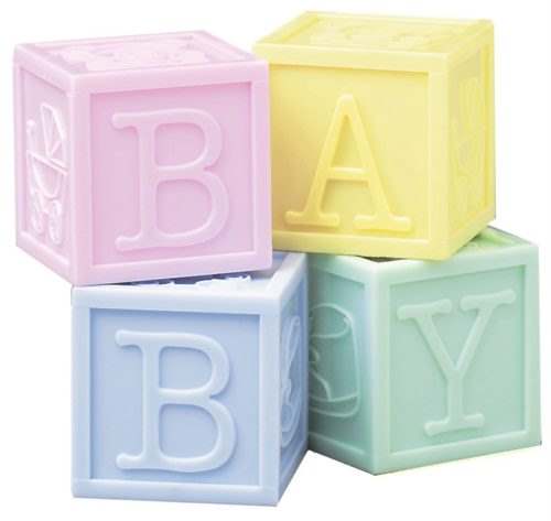 Plastic decoratieset babyblokken bij cake, bake & love 5