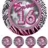 Eetbare taartprint sweet sixteen - 18 cm rond + 8 cupcake rondjes bij cake, bake & love 1