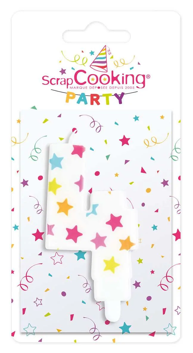 Gekleurd sterren nummer kaarsje -4- bij cake, bake & love 5 Gekleurd sterren nummer kaarsje -4-