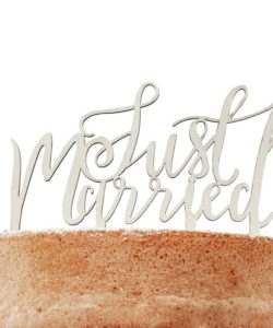 Wooden cake topper just married - boho bij cake, bake & love 8