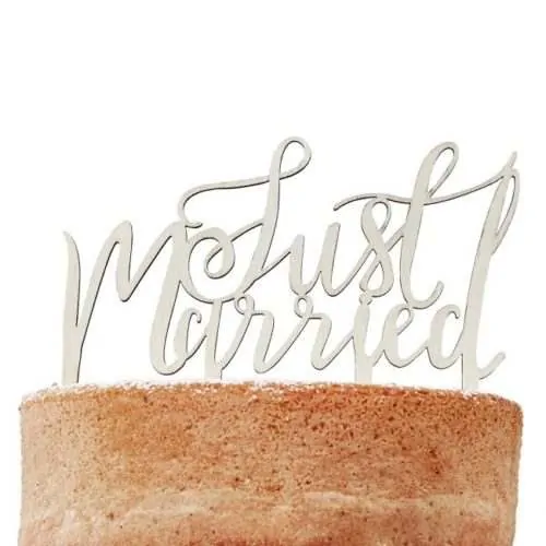 Wooden cake topper just married - boho - afbeelding 2