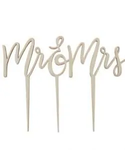 Alternative view of Wooden Cake Topper Mr & Mrs - Boho
