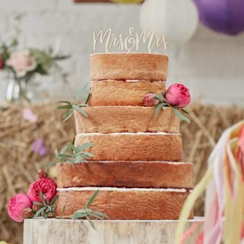 Wooden cake topper mr & mrs - boho bij cake, bake & love 9