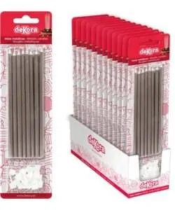 Metallic zilveren lange kaarsjes