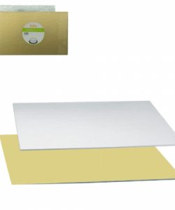 Taartkarton goud/zilver rechthoek 35 x 45 cm