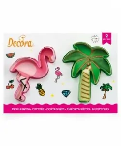 Koekjesuitsteker set Flamingo en Palmboom