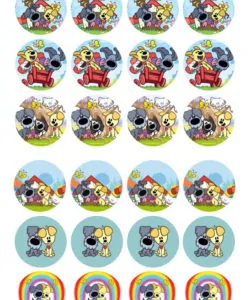 Eetbare Cupcakeprint Woezel en Pip Mix - 24 cupcake rondjes