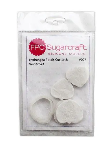 Fpc hydrangea petals cutter & veiner set bij cake, bake & love 5 Fpc hydrangea petals cutter & veiner set