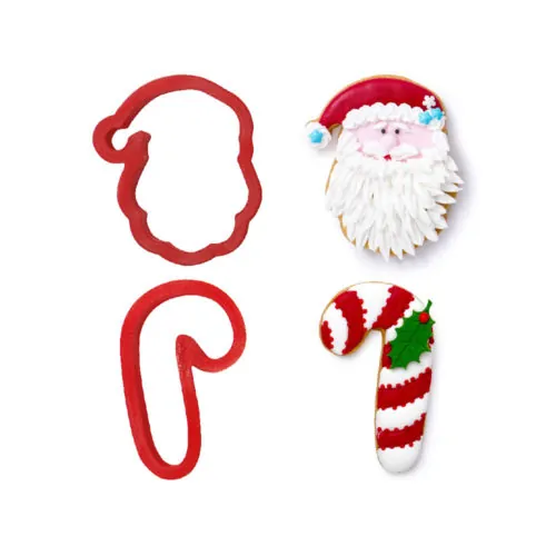 Koekjesuitsteker set santa claus en candy cane - afbeelding 2