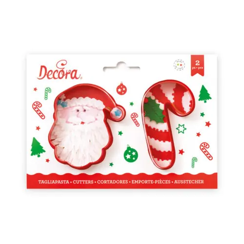 Koekjesuitsteker set santa claus en candy cane