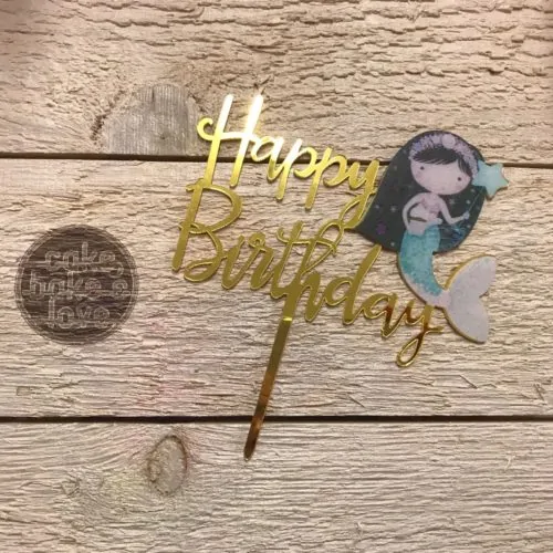 Caketopper happy birthday zeemeermin