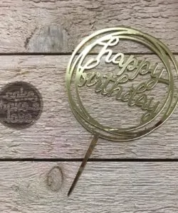 Caketopper Happy Birthday gold round