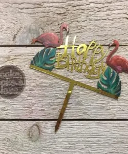 Caketopper Happy Birthday Flamingo