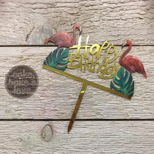 Caketopper happy birthday flamingo