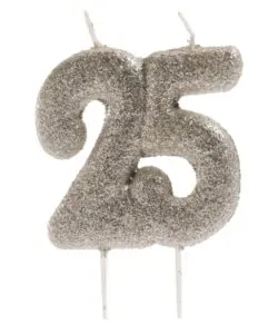 Kaars 25 zilver glitter (2)