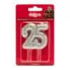Kaars 25 zilver glitter