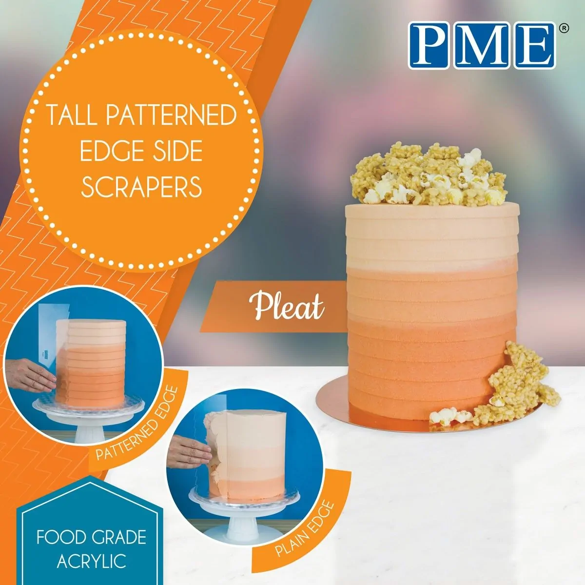 Pme tall patterned edge side scraper -pleat- bij cake, bake & love 7 Pme tall patterned edge side scraper -pleat- (3)