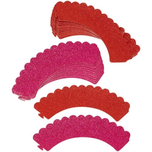 Wilton cupcake wrappers glitter red & pink pk/24 (2)