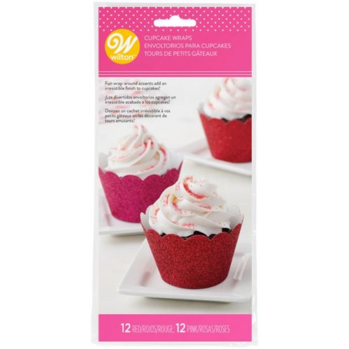 Wilton cupcake wrappers glitter red & pink pk/24