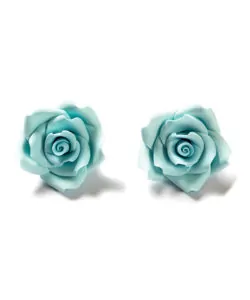 Alternative view of Suikerdecoraties 8 licht blauwe rozen 2 cm