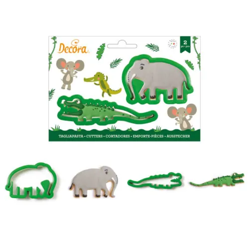 Koekjesuitsteker set krokodil en olifant