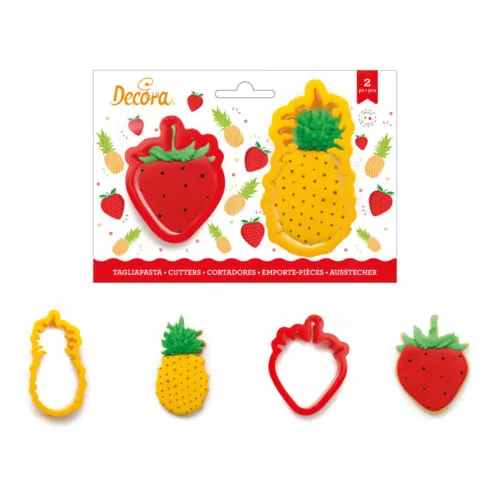 Koekjesuitsteker set ananas en aardbei