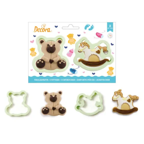 Koekjesuitsteker set teddy bear en hobbelpaard