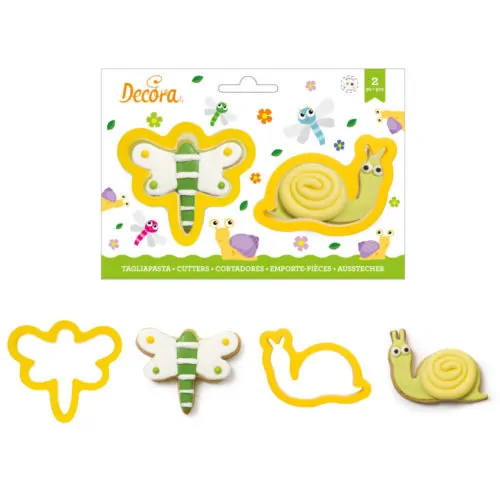Koekjesuitsteker set libelle en slak