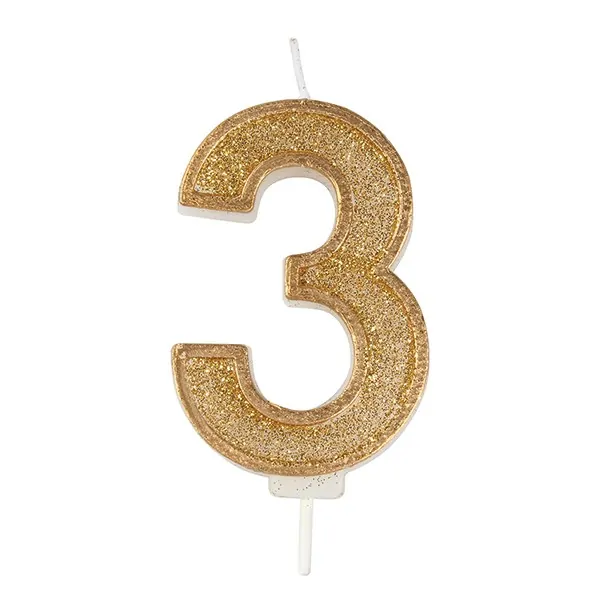 Kaarsje goud sparkle 3 bij cake, bake & love 4 Kaarsje goud sparkle 3