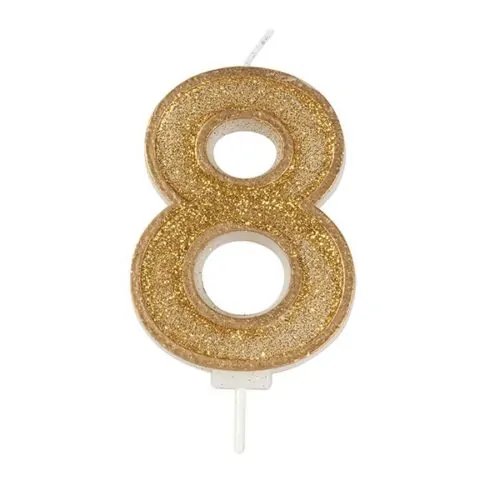 Kaarsje goud sparkle 8