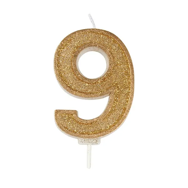 Kaarsje goud sparkle 9 bij cake, bake & love 4 Kaarsje goud sparkle 9
