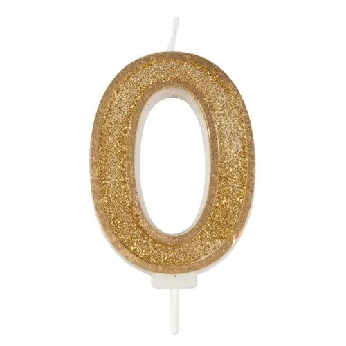 Kaarsje goud sparkle 0