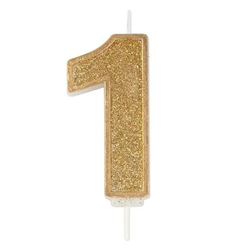 Kaarsje goud sparkle 1