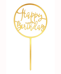 Caketopper Happy Birthday Gold Round
