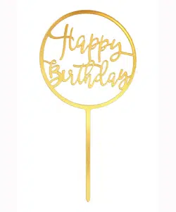 Caketopper Happy Birthday Gold Round