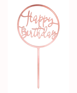 Caketopper Happy Birthday Pink Round