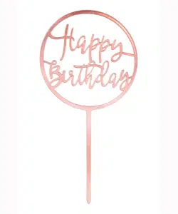 Caketopper Happy Birthday Pink Round